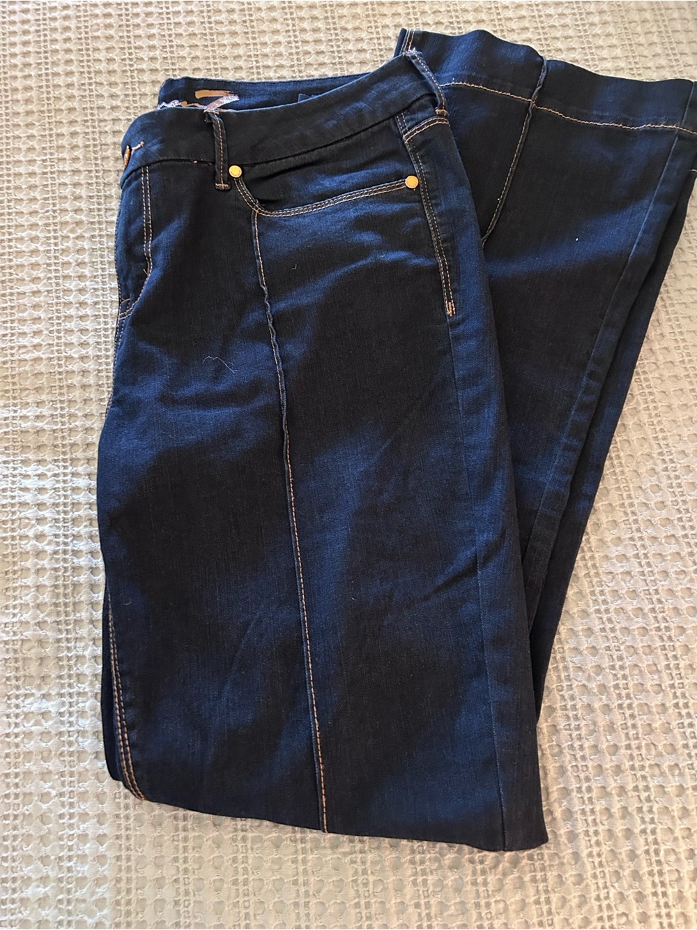 Seven7 Dark Wash Micro Flare Jeans with Front Seams SZ16